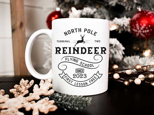 Reindeer Flying School Mug